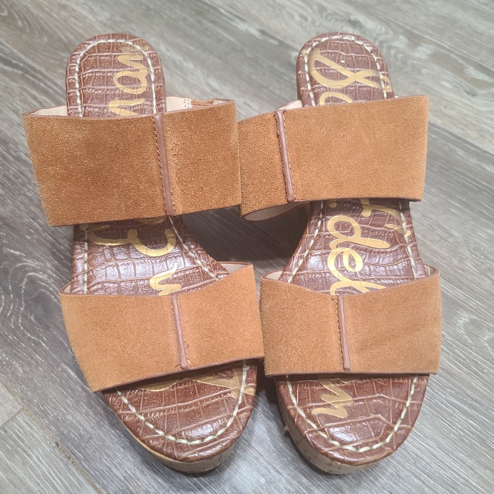 Sam Edelman Leather Cork Wedge Sandals